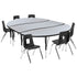 86" Oval Wave Flexible Laminate Activity Table Set with 14" Student Stack Chairs
