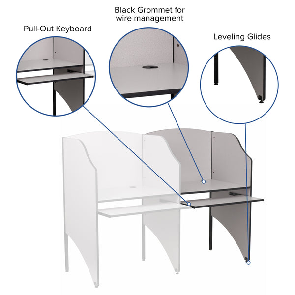 Nebula Grey |#| Add-On Study Carrel in Nebula Grey Finish - School Furniture - Computer Carrel