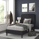 Charcoal,Twin |#| Platform Bed with Headboard-Black Fabric Upholstery-Twin-No Foundation Needed