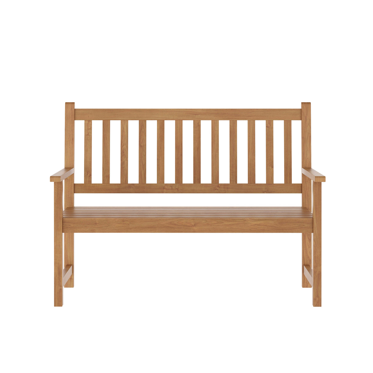 Brown |#| Commercial Indoor/Outdoor 2-Person Patio Acacia Wood Bench Loveseat in Brown