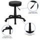 Black Adjustable Doctors Stool on Wheels with Ergonomic Molded Seat