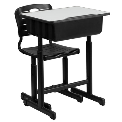 Adjustable Height Student Desk and Chair with Pedestal Frame - View 1