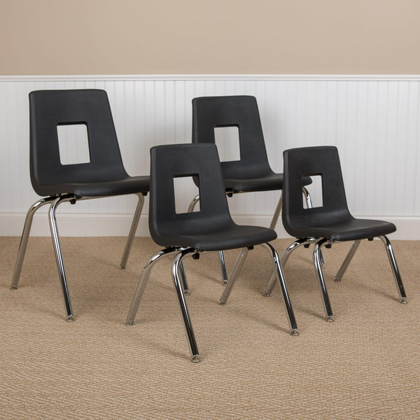 Black |#| Black Student Stack Chair 12inchH Seat - School Classroom Chair - Daycare Chair