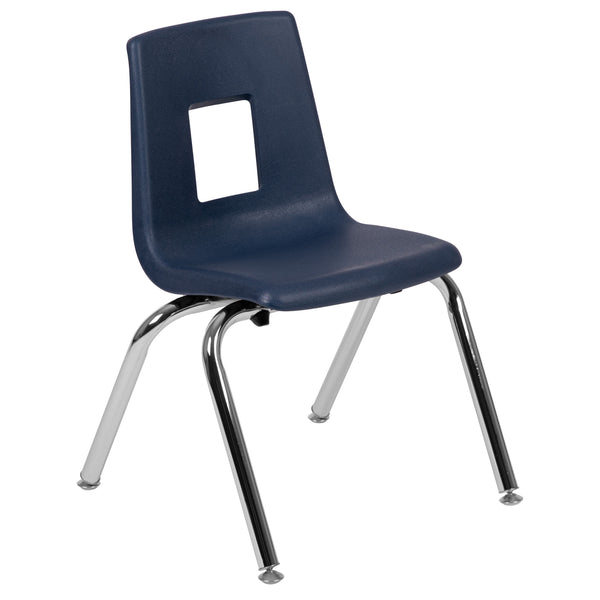 Navy |#| Navy Student Stack Chair 14inchH Seat - School Classroom Chair for K-2