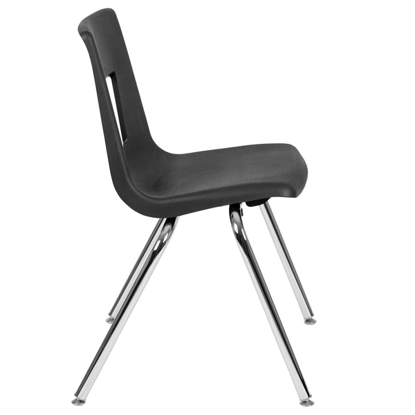 Black |#| Black Student Stack Chair 18inchH Seat - Classroom Chair for Middle-High-Adults