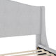 Gray Fabric/Black Legs,Queen |#| Faux Linen Upholstered Queen Size Platform Bed with Curved Headboard in Gray