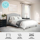 Gray Fabric/Black Legs,Full |#| Faux Linen Upholstered Full Size Platform Bed with Curved Headboard in Gray