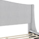 Gray Fabric/Black Legs,King |#| Faux Linen Upholstered King Size Platform Bed with Curved Headboard in Gray