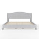 Gray Fabric/Black Legs,King |#| Faux Linen Upholstered King Size Platform Bed with Curved Headboard in Gray