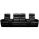 4-Seat Manual Reclining Black LeatherSoft Theater Seating Unit with Cup Holders