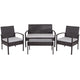 Gray Cushions/Black Frame |#| 4 Piece Black Patio Set with Steel Frame and Gray Cushions - Outdoor Seating