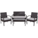 Gray Cushions/Black Frame |#| 4 Piece Black Patio Set with Steel Frame and Gray Cushions - Outdoor Seating
