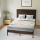 Dark Brown,Full |#| Solid Wood Platform Bed with Headboard and Wooden Slats in Dark Brown - Full