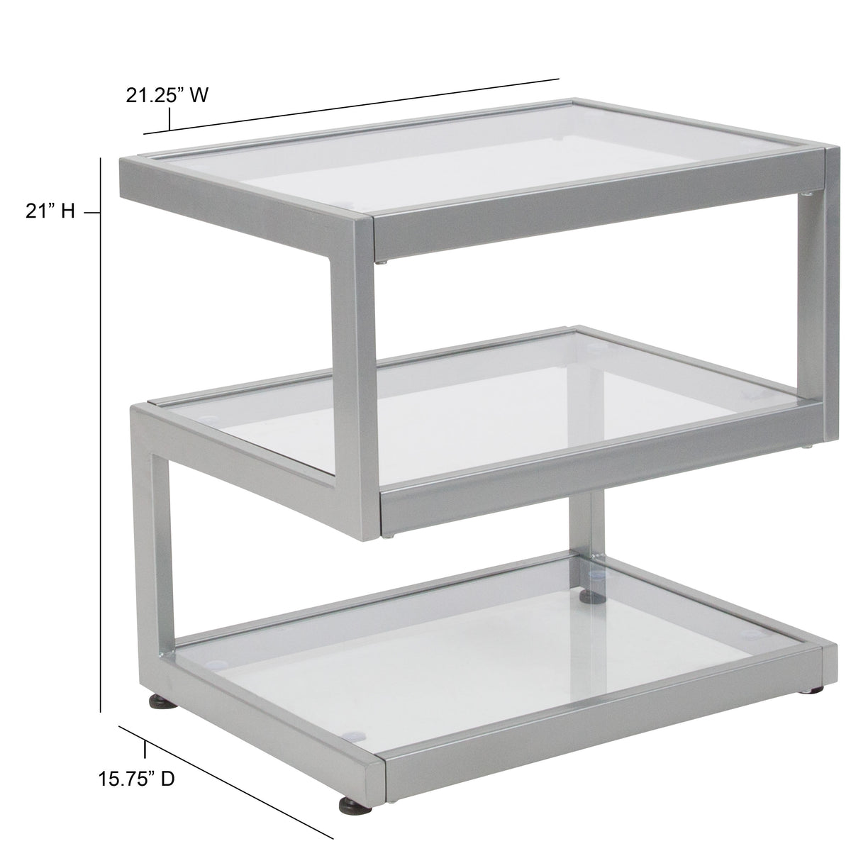 Tempered Glass End Table with inchSinch Shaped Contemporary Steel Design