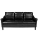 Black LeatherSoft |#| Upholstered Living Room Sofa with Single Cushion Seat in Black LeatherSoft