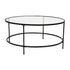Astoria Collection Round Coffee Table - Modern Glass Coffee Table with Metal Frame