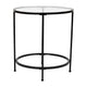 Clear Top/Matte Black Frame |#| Clear Glass Living Room End Table with Round Matte Black Metal Frame