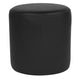 Black LeatherSoft |#| Taut Upholstered Round Ottoman Pouf in Black LeatherSoft - Home Furniture