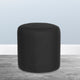 Black Fabric |#| Taut Upholstered Round Ottoman Pouf in Black Fabric - Home Furniture