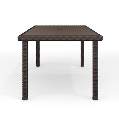 Bedford 70" Indoor-Outdoor Patio Table with Engineered Wood Top in Rattan Wicker - View 2