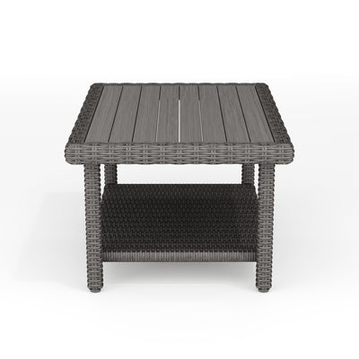 Bedford Indoor-Outdoor Patio Coffee Table with Lower Storage Shelf and Engineered Wood Top in Rattan Wicker - View 2