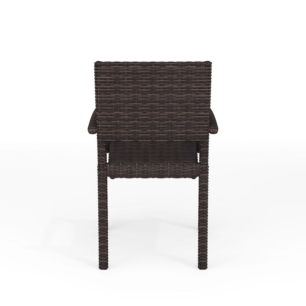 Brown |#| Outdoor Rattan Wicker Stackable Dining Armchair - Brown