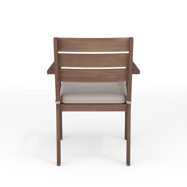 Brown |#| All-Weather Stacking Patio Dining Armchair with Seat Cushion - Brown/Cream