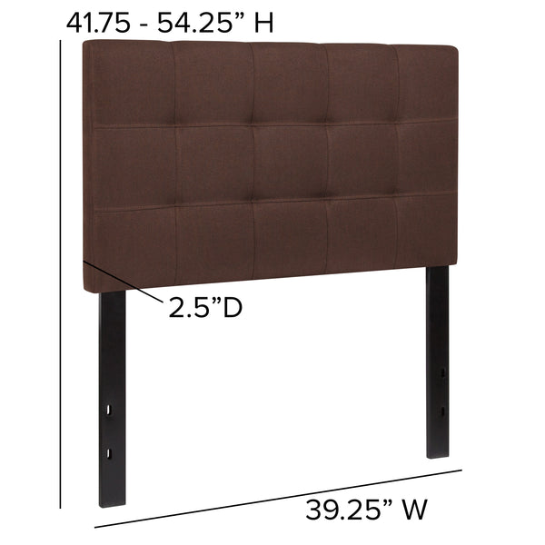 Dark Brown,Twin |#| Quilted Tufted Upholstered Twin Size Headboard in Dark Brown Fabric