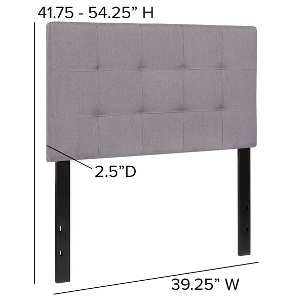 Light Gray,Twin |#| Quilted Tufted Upholstered Twin Size Headboard in Light Gray Fabric