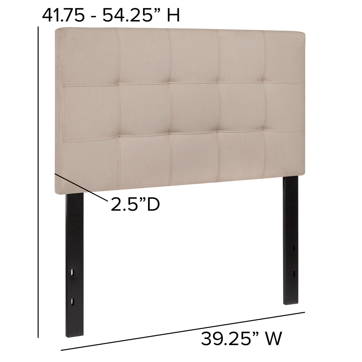 Beige,Twin |#| Quilted Tufted Upholstered Twin Size Headboard in Beige Fabric
