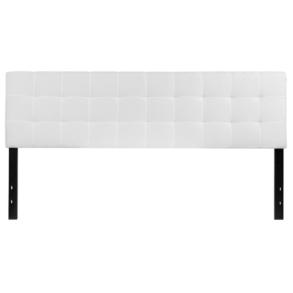 White,King |#| Quilted Tufted Upholstered King Size Headboard in White Fabric