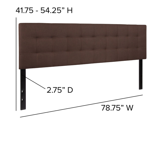 Dark Brown,King |#| Quilted Tufted Upholstered King Size Headboard in Dark Brown Fabric