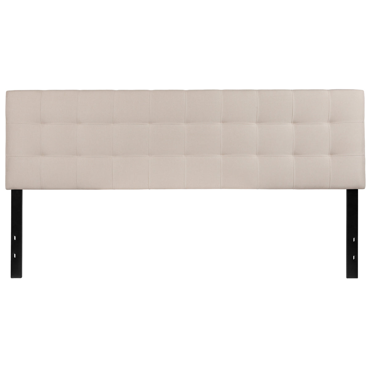 Beige,King |#| Quilted Tufted Upholstered King Size Headboard in Beige Fabric