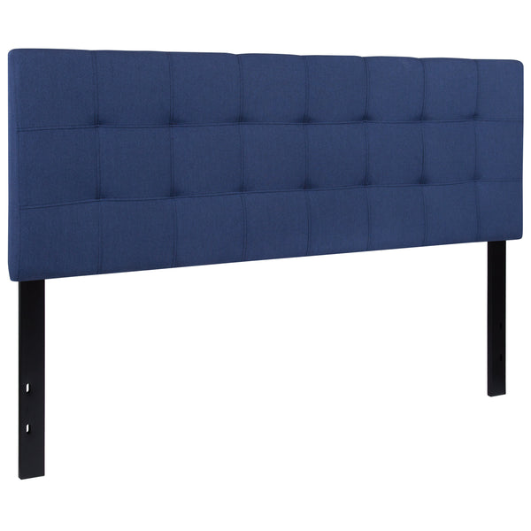 Navy,Queen |#| Quilted Tufted Upholstered Queen Size Headboard in Navy Fabric