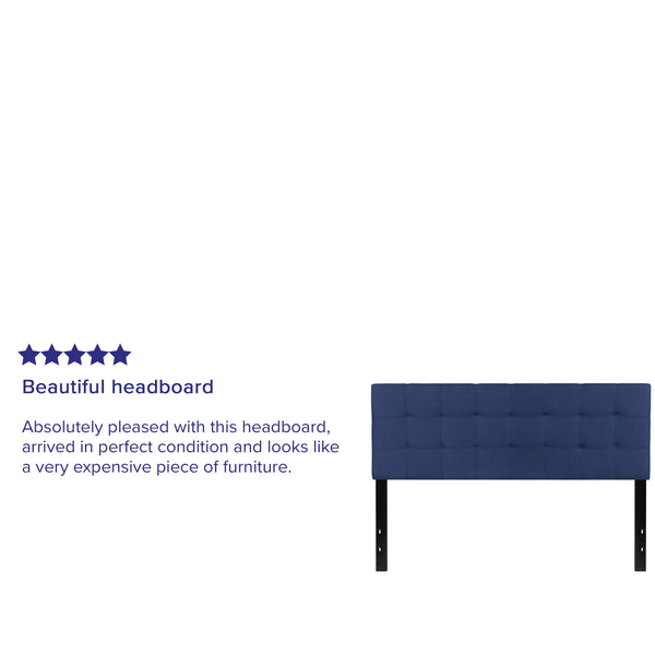 Navy,Queen |#| Quilted Tufted Upholstered Queen Size Headboard in Navy Fabric