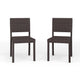 Brown |#| 2PK Outdoor Rattan Wicker Stackable Side Dining Chairs - Brown