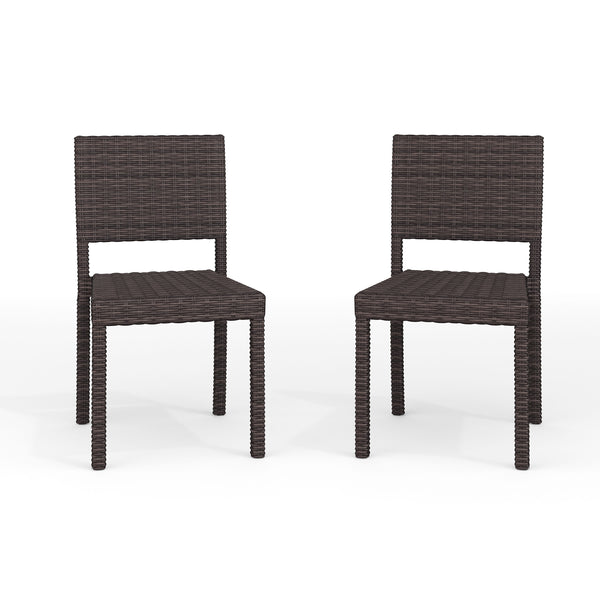 Brown |#| 2PK Outdoor Rattan Wicker Stackable Side Dining Chairs - Brown
