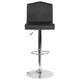 Black LeatherSoft |#| Adjustable Height Crown Back Barstool w/Accent Nail Trim in Black LeatherSoft