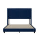Navy Velvet,Queen |#| Queen Size Upholstered Platform Bed with Wingback Headboard - Navy Velvet