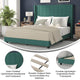 Emerald Velvet,Queen |#| Queen Size Upholstered Platform Bed with Wingback Headboard - Emerald Velvet