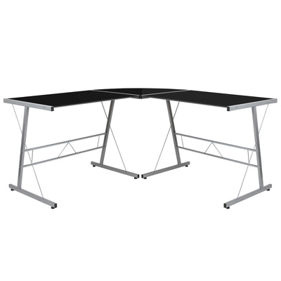 BlackArc ArcTec Ice L-Shaped Gaming Desk with Tempered Glass Top and Powder Coated Steel Frame