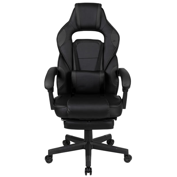 Black |#| Fully Reclining Gaming Chair with Slideout Footrest, Lumbar Massage-Black