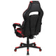 Black with Red Trim |#| Fully Reclining Gaming Chair with Slideout Footrest, Lumbar Massage-Black/Red