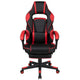 Black with Red Trim |#| Fully Reclining Gaming Chair with Slideout Footrest, Lumbar Massage-Black/Red