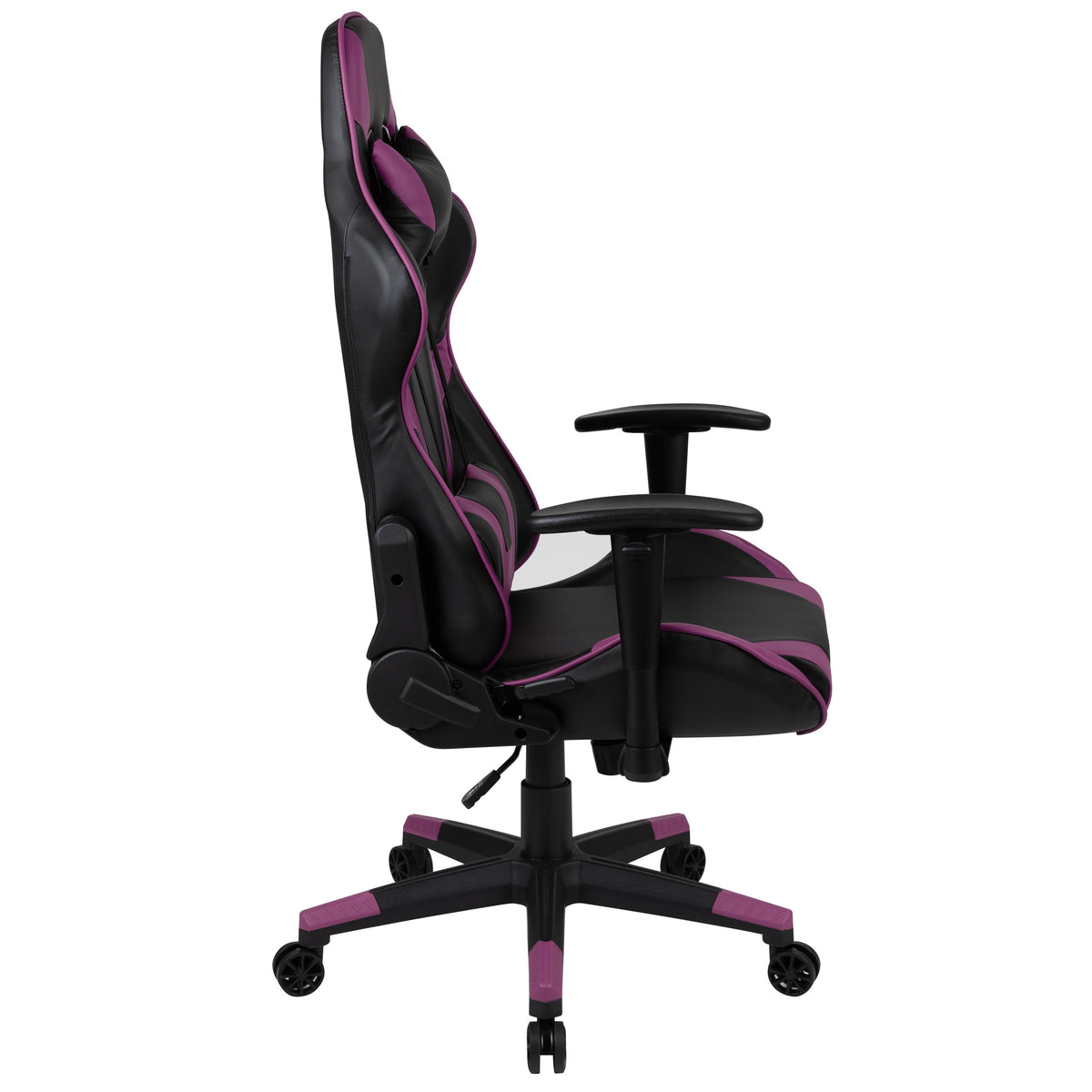 Purple |#| Reclining 360° Swivel Gamers Chair-Black & Purple Faux Leather - Adjustable Arms