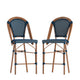 Navy & White/Natural Frame |#| 2 Pack All-Weather Commercial Paris Stools with Bamboo Print Frame-Black/White