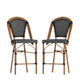 Black & White/Natural Frame |#| 2 Pack All-Weather Commercial Paris Stools with Bamboo Print Frame-Black/White