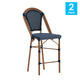 Navy & White/Natural Frame |#| 2 Pack All-Weather Commercial Paris Stools with Bamboo Print Frame-Black/White