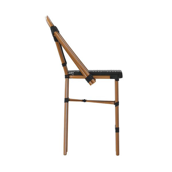 Black & White/Natural Frame |#| 2 Pack All-Weather Commercial Paris Stools with Bamboo Print Frame-Black/White