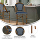 Navy & White/Natural Frame |#| 2 Pack All-Weather Commercial Paris Stools with Bamboo Print Frame-Black/White
